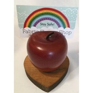Vintage Apple and Heart  Business Card Holder Rare Wooden Handmade